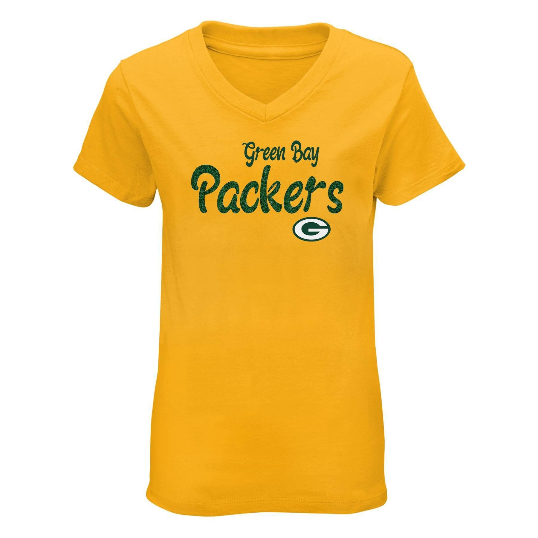 slide 1 of 1, NFL Green Bay Packers Girls' Short Sleeve V-Neck Core T-Shirt - XL, 1 ct