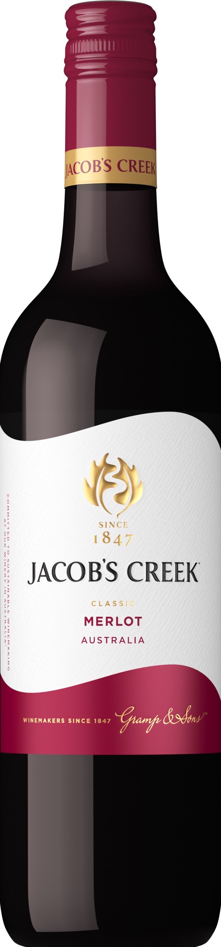 slide 1 of 6, Jacob's Creek Classic Merlot Red Wine 750mL, 12.5% ABV, 750 ml