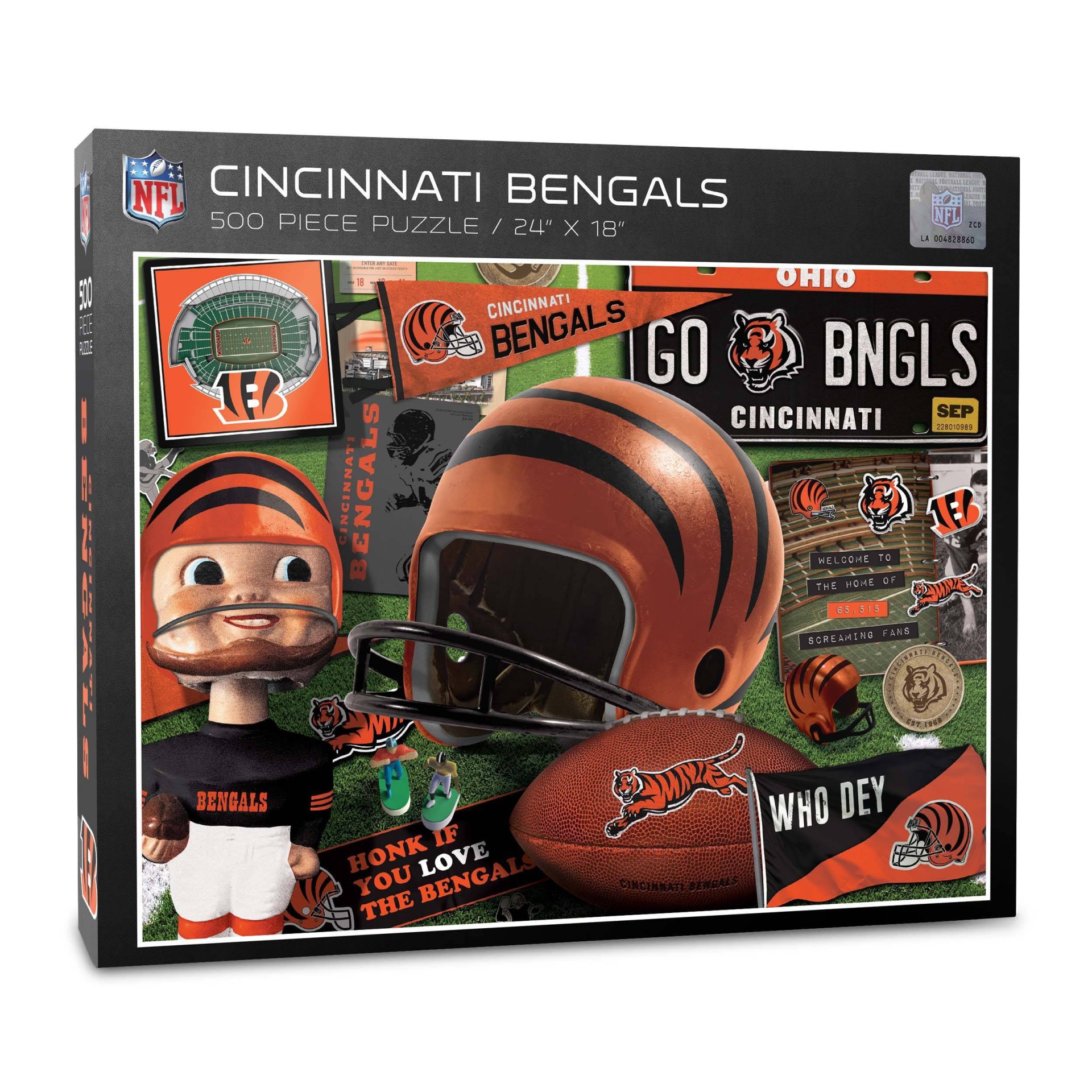 slide 1 of 3, NFL Cincinnati Bengals Retro Series Puzzle, 500 ct