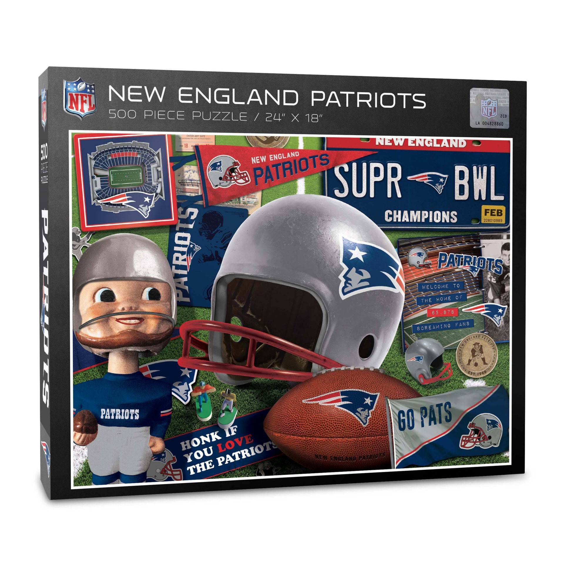 slide 1 of 3, NFL New England Patriots Retro Series Puzzle, 500 ct