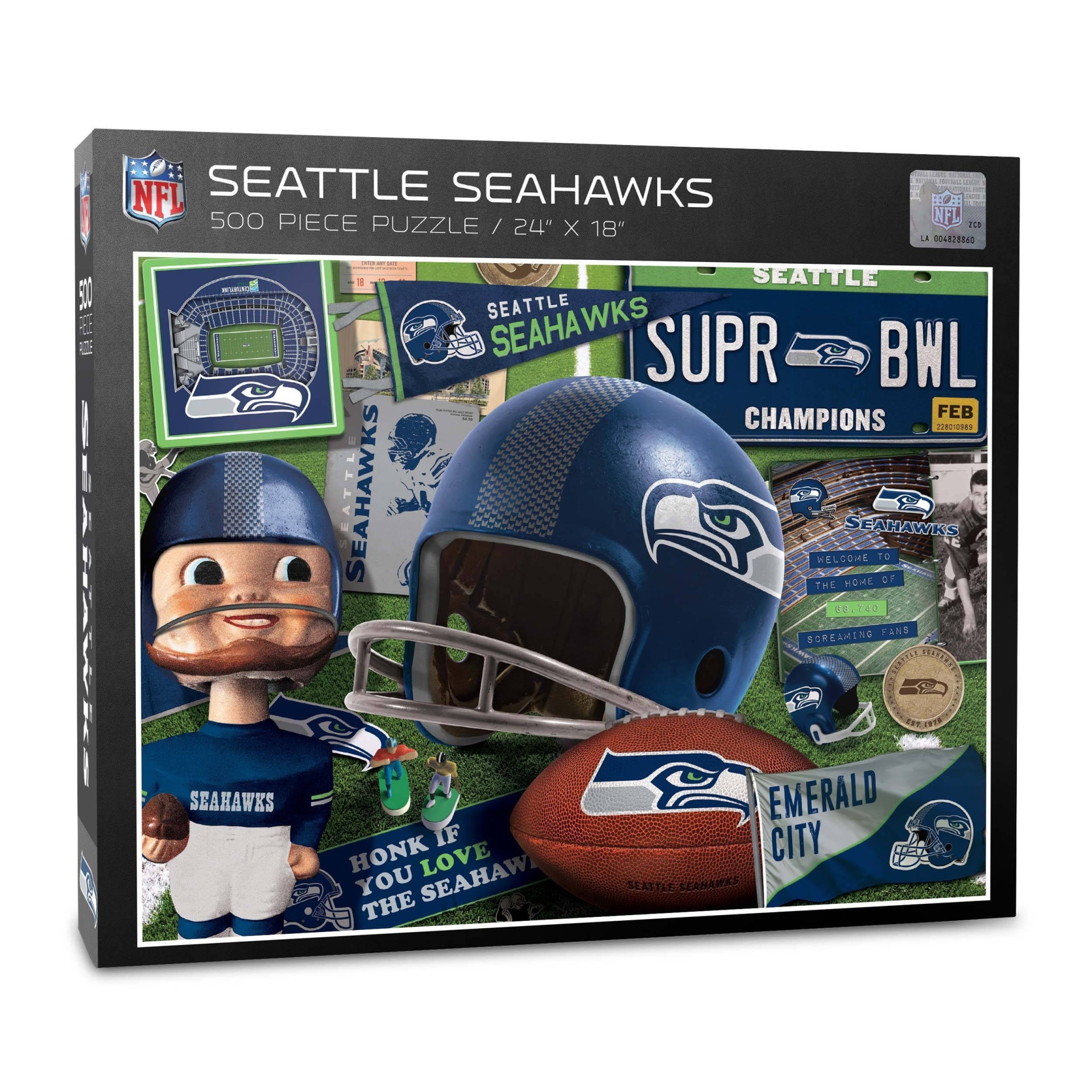 slide 1 of 3, NFL Seattle Seahawks Retro Series Puzzle, 500 ct