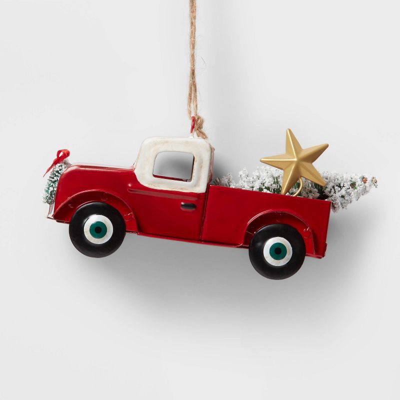 slide 1 of 3, Truck Christmas Tree Ornament - Red - Wondershop™: Metal, Indoor, 2.25" Height, 1 ct