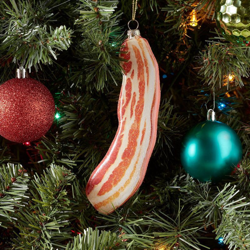 slide 2 of 3, Bacon Glass Christmas Tree Ornament - Wondershop™: Gold, Indoor, 1 ct