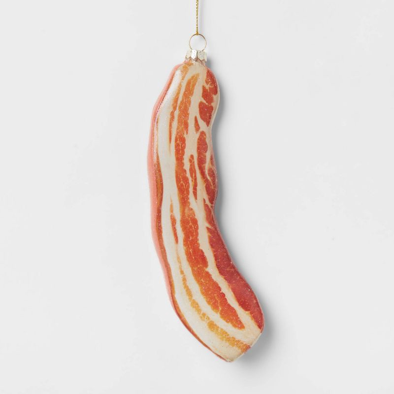 slide 1 of 3, Bacon Glass Christmas Tree Ornament - Wondershop™: Gold, Indoor, 1 ct