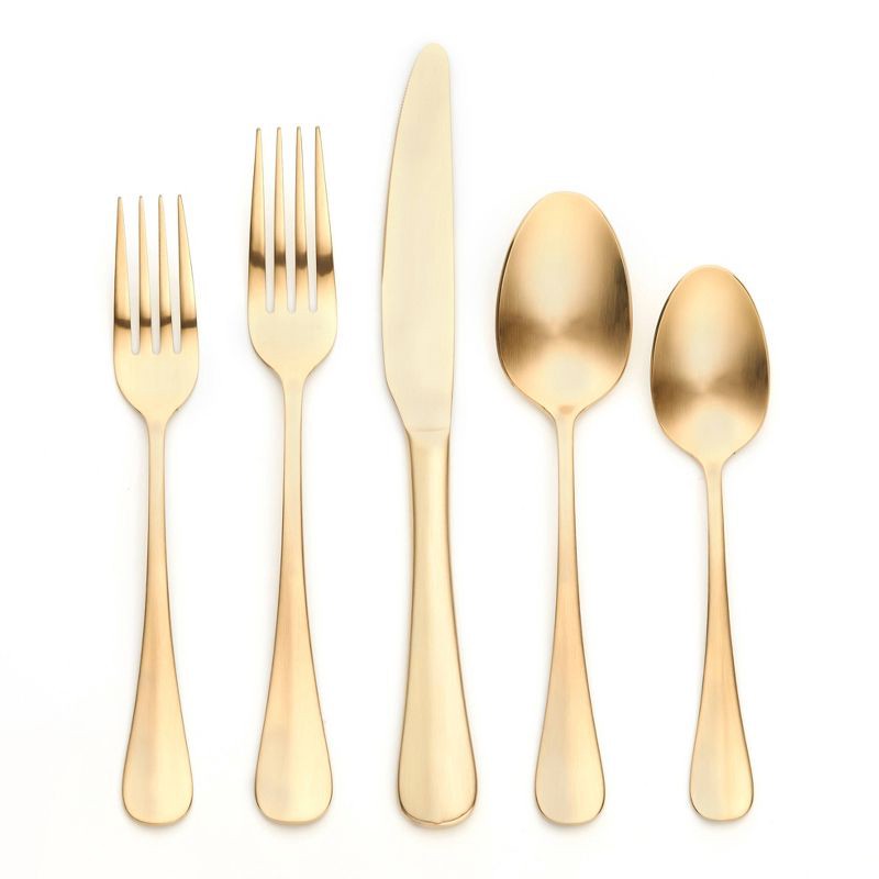 slide 1 of 6, 20pc Sussex Flatware Set Gold - Threshold™: Gold Silverware Set, Stainless Steel, Service for 4, Dishwasher-Safe, 20 ct