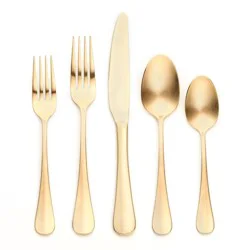 20pc Sussex Flatware Set Gold - Threshold™: Gold Silverware Set, Stainless Steel, Service for 4, Dishwasher-Safe