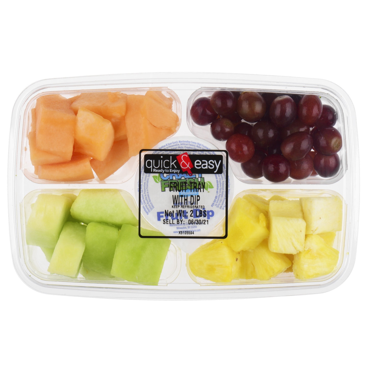slide 1 of 1, Quick and Easy Fruit Tray with Dip, 2 Pound, 2 lb