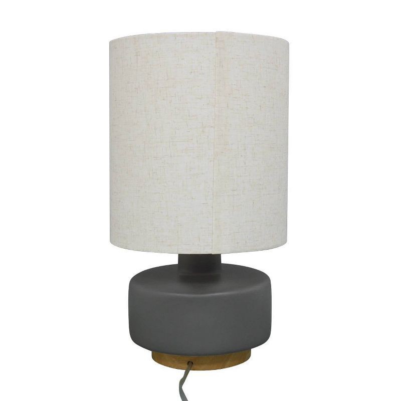 slide 7 of 9, 17"x9.5" Ceramic Table Lamp with Wood Base - Threshold™: Linen Shade, No Assembly Required, 1 ct