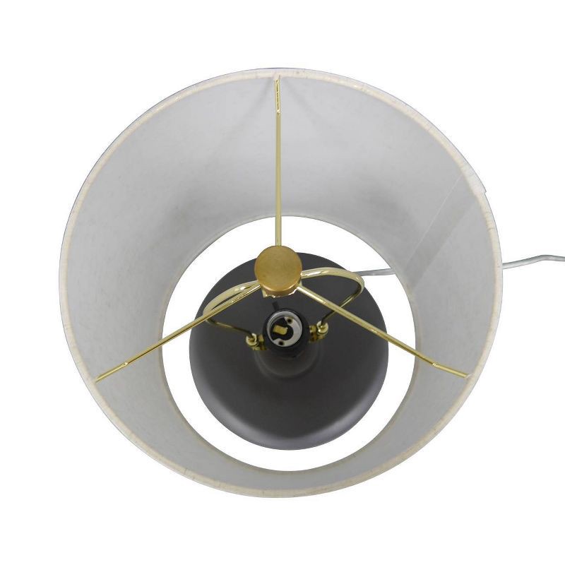 slide 8 of 9, 17"x9.5" Ceramic Table Lamp with Wood Base - Threshold™: Linen Shade, No Assembly Required, 1 ct