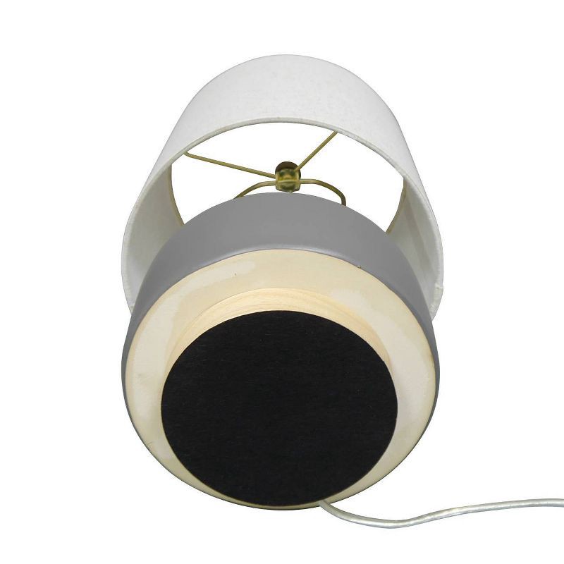 slide 9 of 9, 17"x9.5" Ceramic Table Lamp with Wood Base - Threshold™: Linen Shade, No Assembly Required, 1 ct