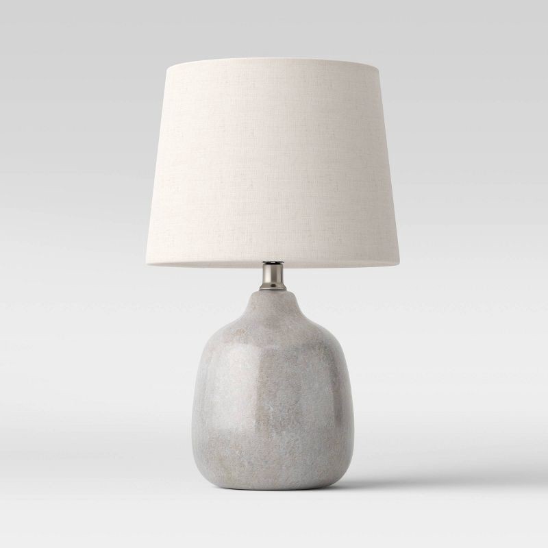 slide 2 of 4, 17.5"x11" Assembled Ceramic Table Lamp Gray - Threshold™: Bud-Shaped Base, No Assembly Required, UL Listed, 1 ct