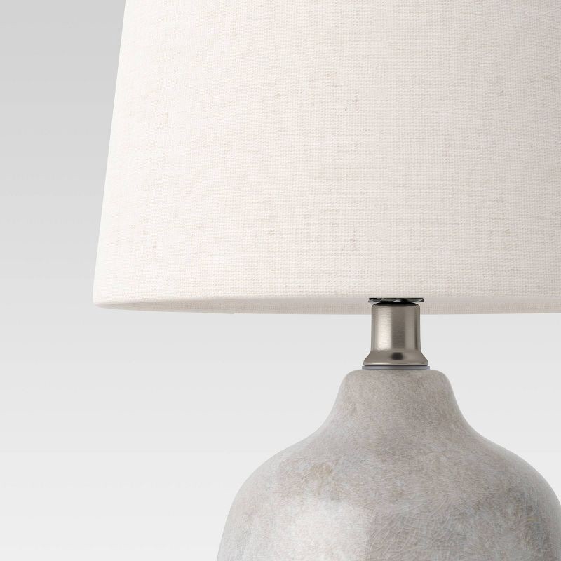slide 4 of 4, 17.5"x11" Assembled Ceramic Table Lamp Gray - Threshold™: Bud-Shaped Base, No Assembly Required, UL Listed, 1 ct