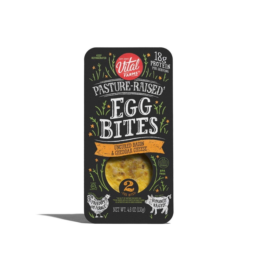 slide 2 of 4, Vital Farms Pasture-Raised Egg Bites Bacon & Cheddar - 2ct, 2 ct