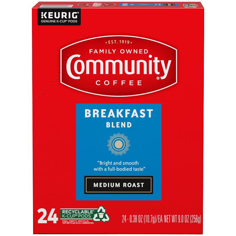 slide 1 of 4, Community Coffee Breakfast Blend Medium Roast Coffee - Single Serve Pods - 24ct, 24 ct