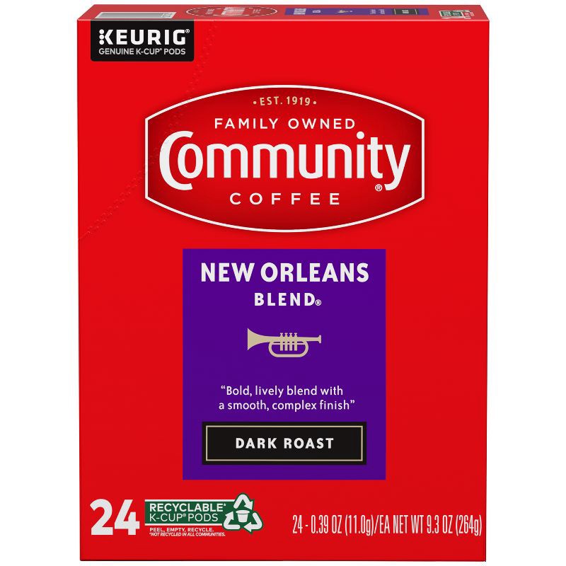 slide 1 of 4, Community Coffee New Orleans Blend Dark Roast Coffee - Single Serve Pods - 24ct, 24 ct