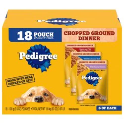 Pedigree Chopped Ground Dinner Food for Dogs Variety Pack 18 - 100 g Pouches