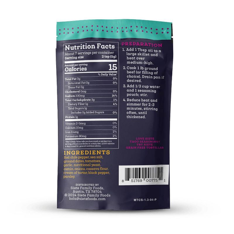 slide 2 of 5, Siete Mild Taco Seasoning - 1.31oz, 1.31 oz