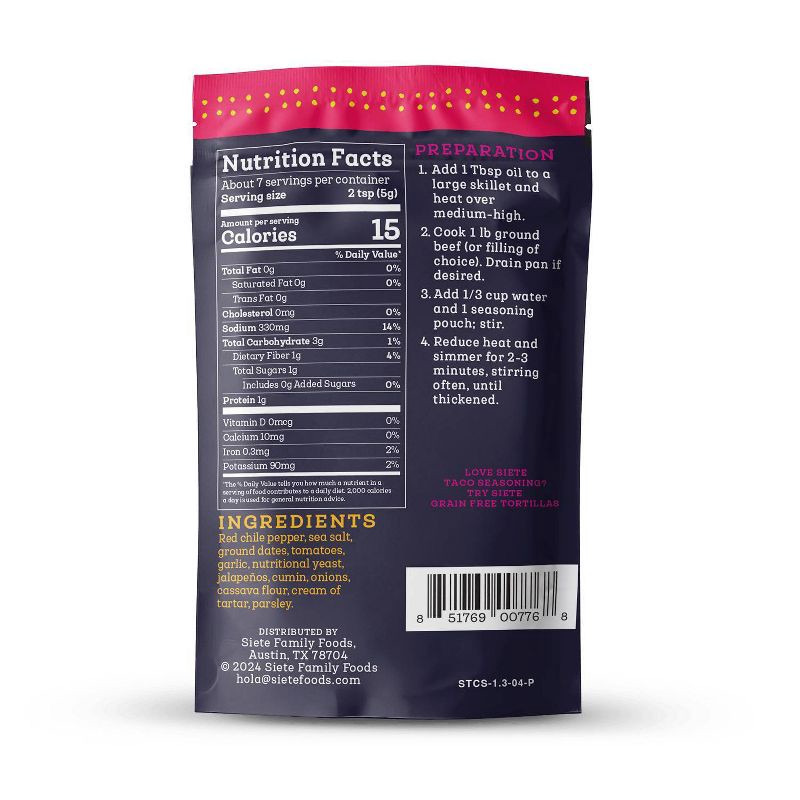 slide 2 of 4, Siete Spicy Taco Seasoning - 1.31oz, 1.31 oz