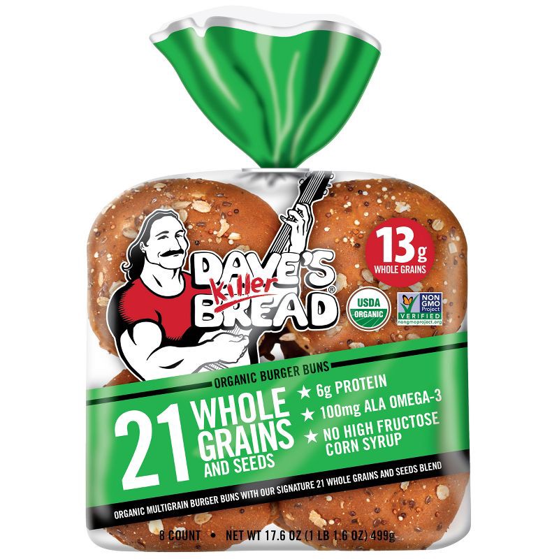 slide 1 of 16, Dave's Killer Bread Organic 21 Whole Grain & Seeds Hamburger Buns - 16oz, 16 oz
