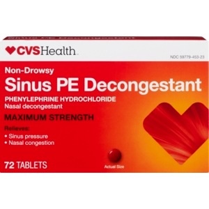 slide 1 of 1, CVS Health Nasal Decongestant Non-Drowsy Phenylephrine Hydrochloride Tablets, 72 ct