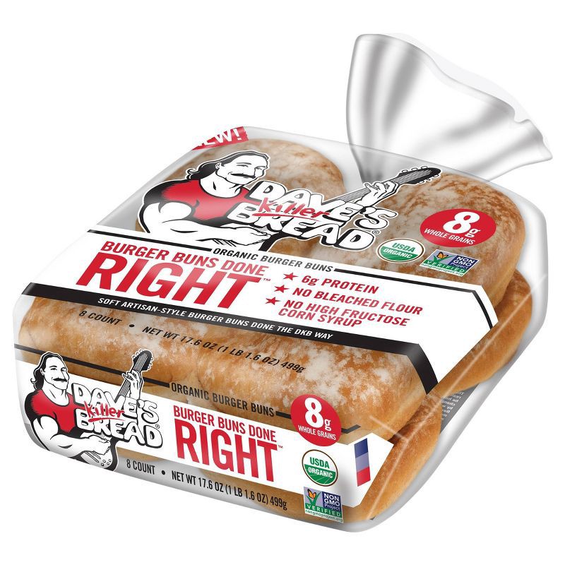 slide 4 of 7, Dave's Killer Bread Organic White Burger Buns Done Right Hamburger Buns - 16oz, 16 oz