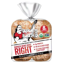 Dave's Killer Bread Organic White Burger Buns Done Right Hamburger Buns - 16oz