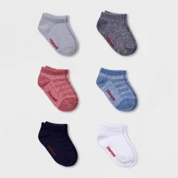 Hanes Premium Hanes Toddler Boys' 6pk Low Cut Super Soft Socks - 2T-3T: Breathable Knit, Nonslip Grippers, Machine Washable, Tumble Dry