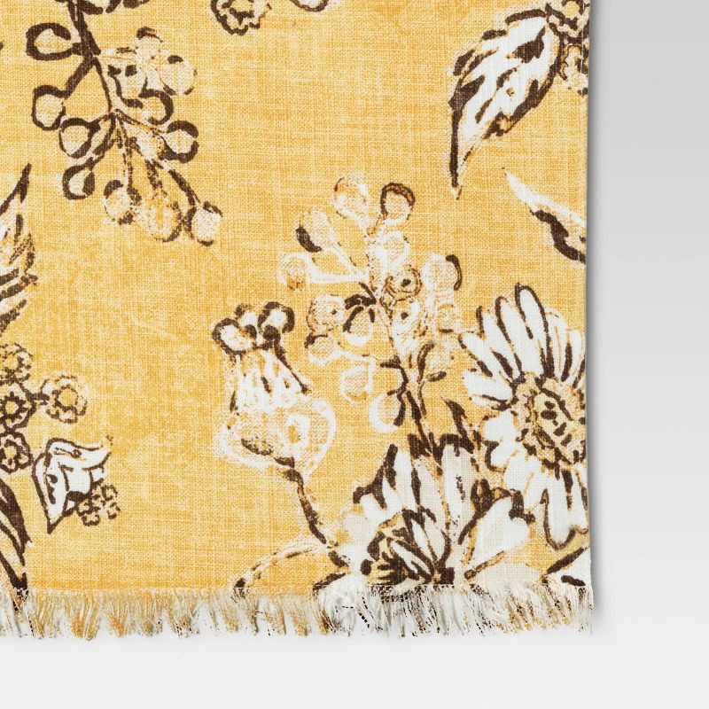 slide 3 of 3, Cotton Flower Printed Fused Placemat Yellow - Threshold™, 1 ct