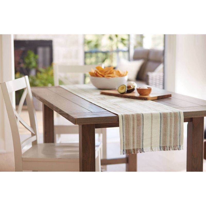 slide 3 of 3, 72" x 14" Cotton Striped Table Runner Orange - Threshold™: Traditional Fall Decor, Machine Washable, Linen Blend, 1 ct