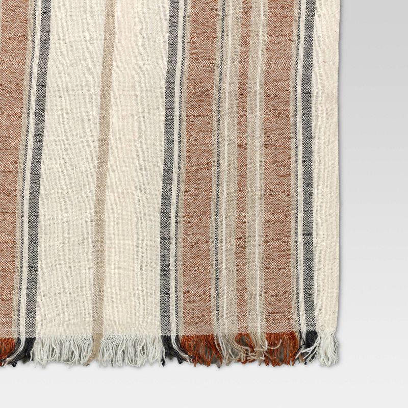 slide 3 of 3, 108" x 14" Cotton Striped Table Runner Orange - Threshold™: Thanksgiving & Christmas Decor, Traditional Style, 1 ct