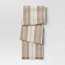 108" x 14" Cotton Striped Table Runner Orange - Threshold™: Thanksgiving & Christmas Decor, Traditional Style