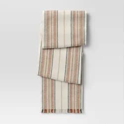 108" x 14" Cotton Striped Table Runner Orange - Threshold™: Thanksgiving & Christmas Decor, Traditional Style