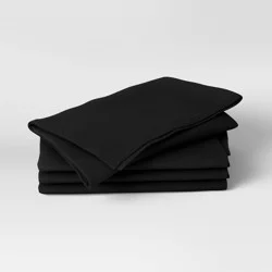 4pk Cotton Easy Care Napkins Black - Threshold™: Solid Traditional Cloth Kitchen Textiles, 18"x18"
