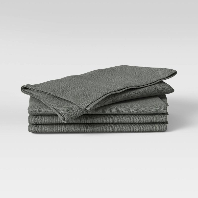 slide 1 of 3, 4pk Cotton Easy Care Napkins Gray - Threshold™: Solid Traditional Cloth Napkins, Machine Washable, 18"x18", 4 ct