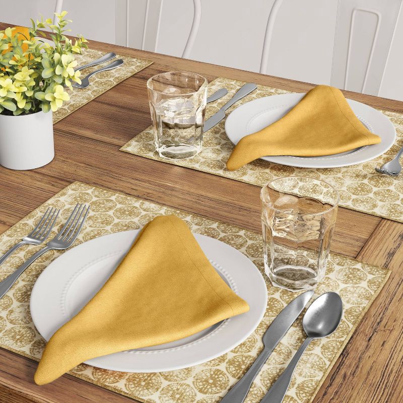 4pk Cotton Easy Care Napkins Yellow - Threshold