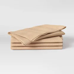 4pk Cotton Easy Care Napkins Brown - Threshold