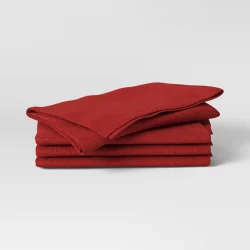 4pk Cotton Easy Care Napkins Red - Threshold