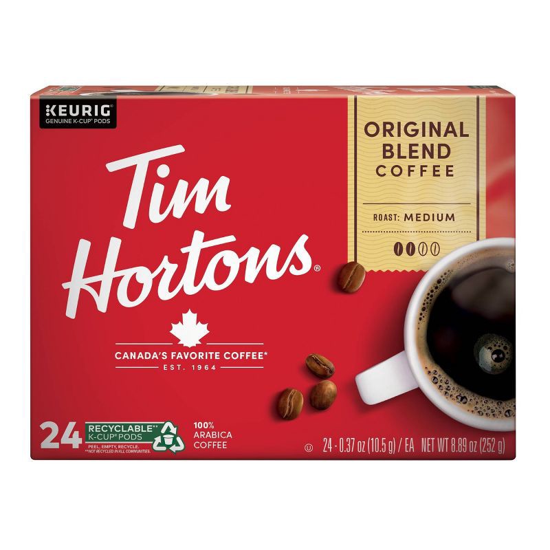 slide 1 of 11, Tim Hortons Original Blend Medium Roast Coffee Pods - 24ct, 24 ct