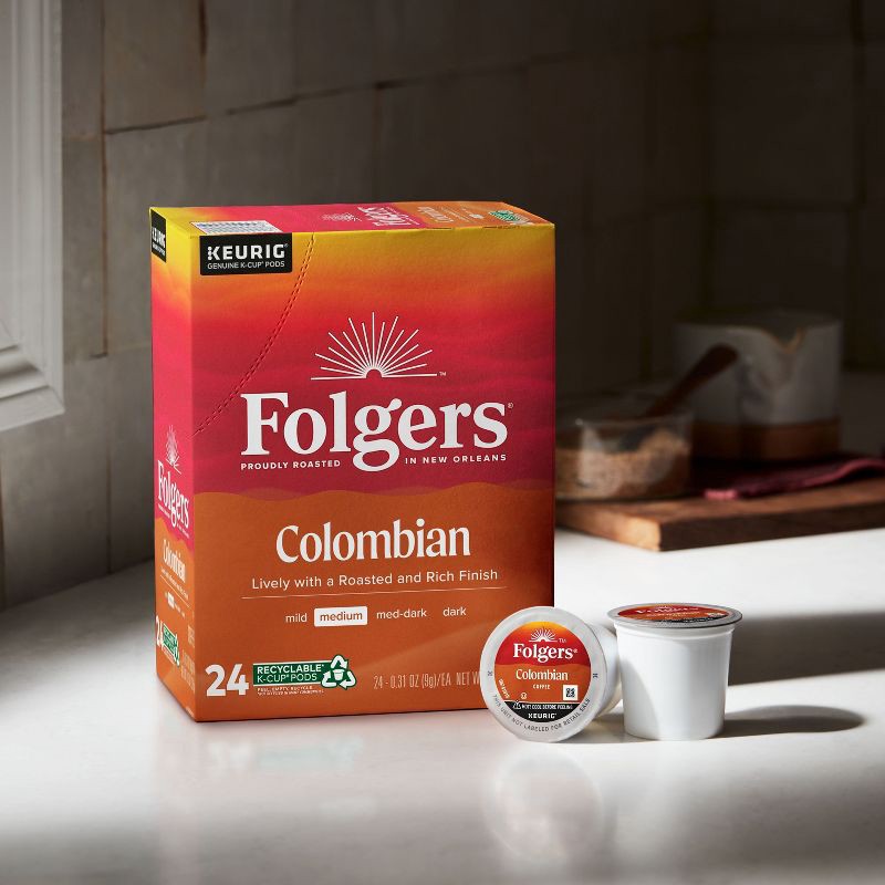 slide 2 of 7, Folgers Colombian Medium Roast Coffee - Keurig K-Cup Pods - 24ct, 24 ct