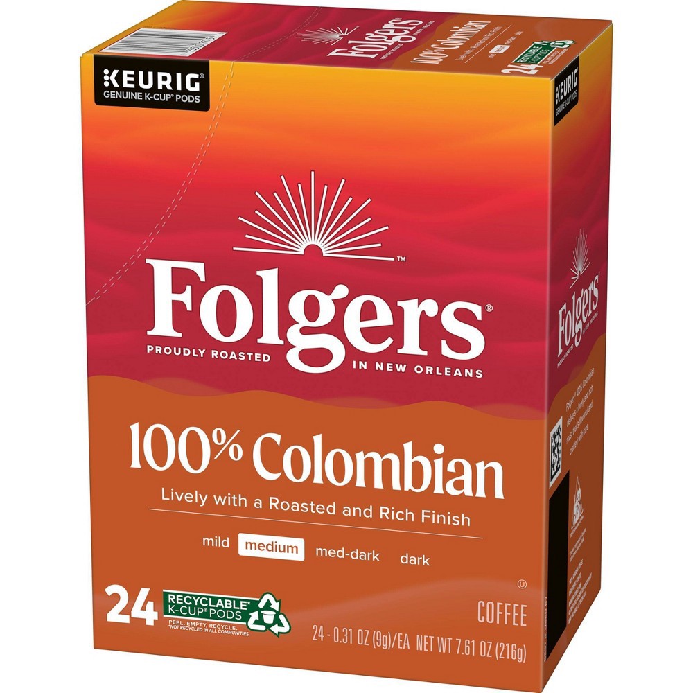 slide 8 of 10, Folgers Colombian Dark Roast Coffee Pods - 24ct, 24 ct