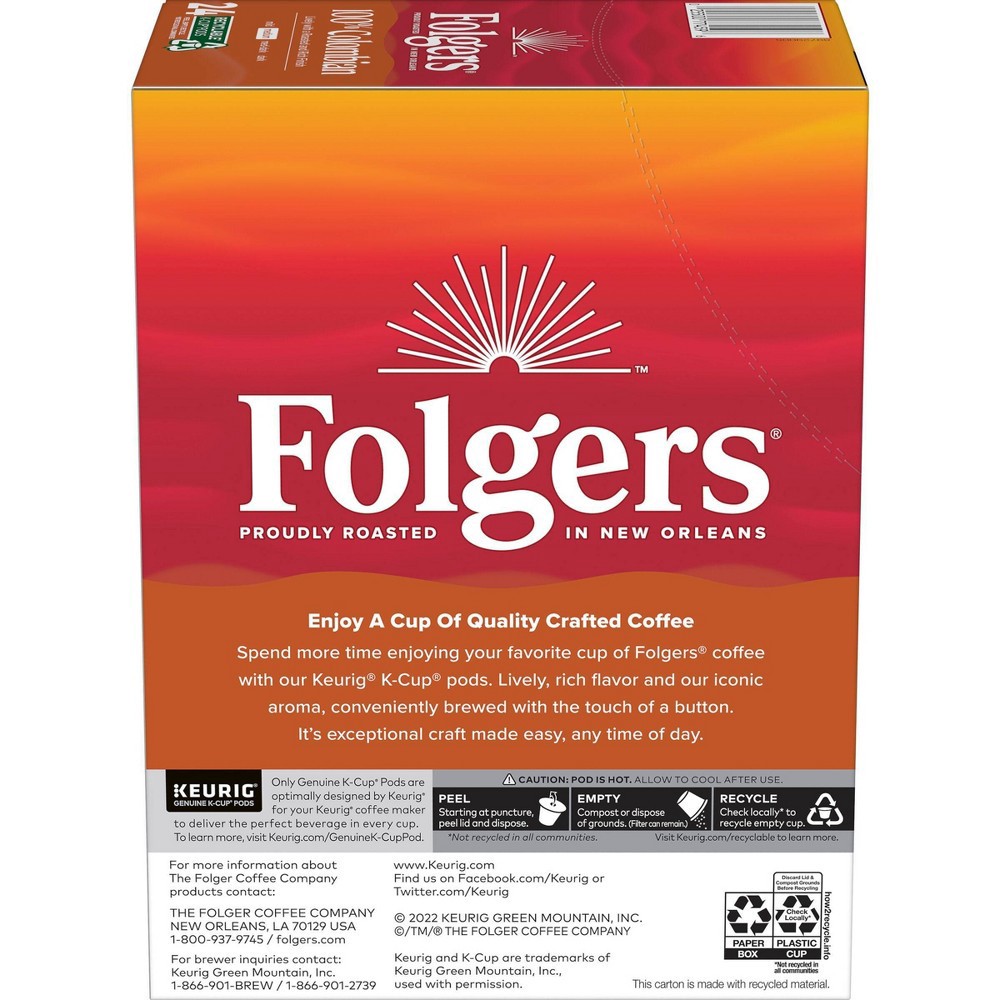slide 5 of 10, Folgers Colombian Dark Roast Coffee Pods - 24ct, 24 ct