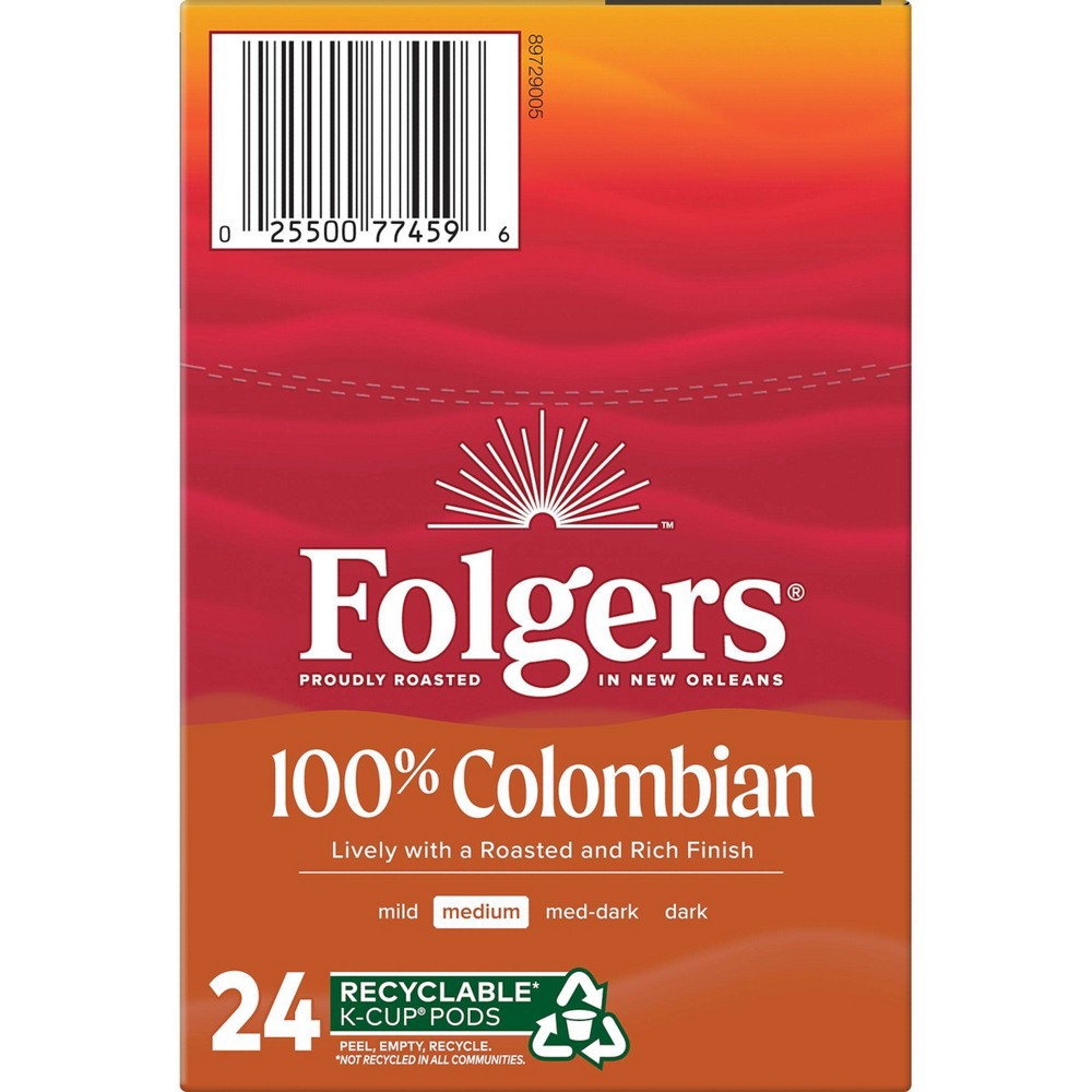 slide 4 of 10, Folgers Colombian Dark Roast Coffee Pods - 24ct, 24 ct