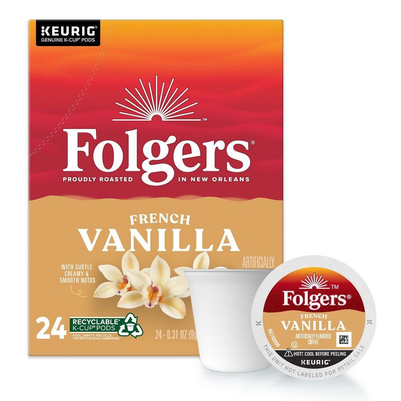 slide 2 of 7, Folgers French Vanilla Mild Roast Coffee - Keurig K-Cup Pods - 24ct, 24 ct