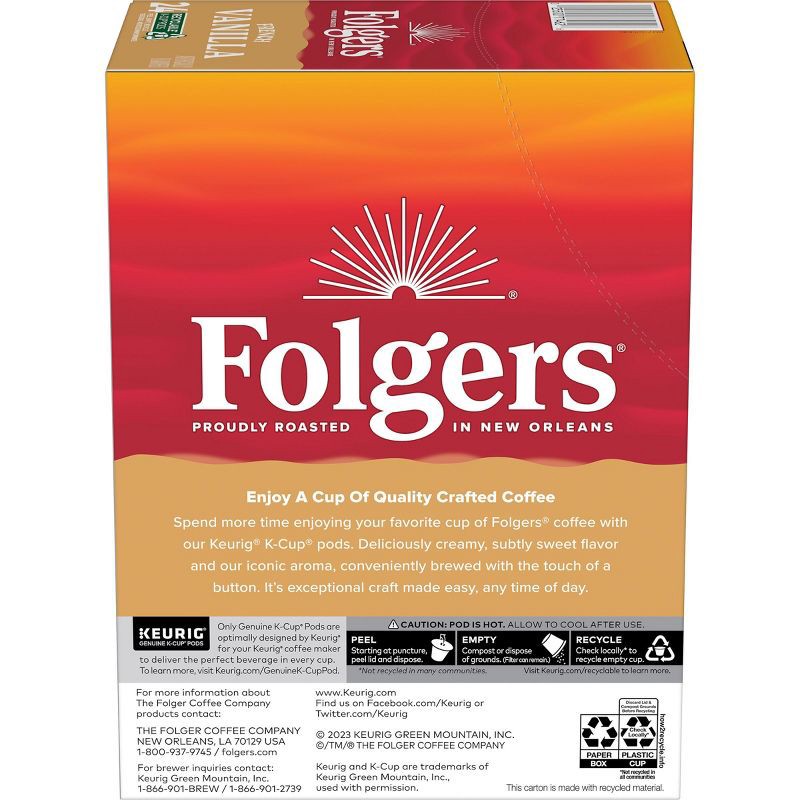 slide 3 of 7, Folgers French Vanilla Mild Roast Coffee - Keurig K-Cup Pods - 24ct, 24 ct