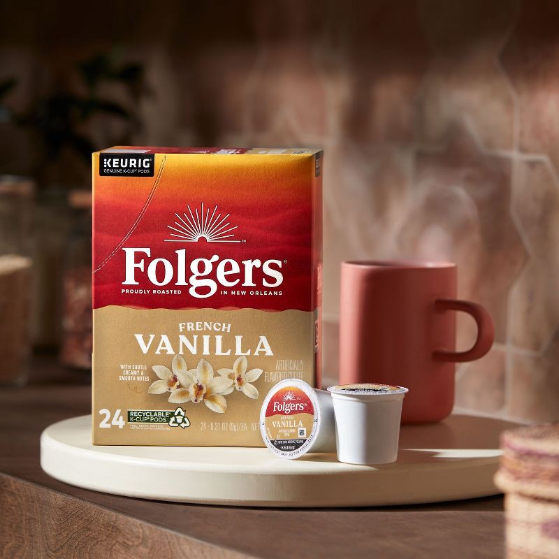 slide 4 of 7, Folgers French Vanilla Mild Roast Coffee - Keurig K-Cup Pods - 24ct, 24 ct