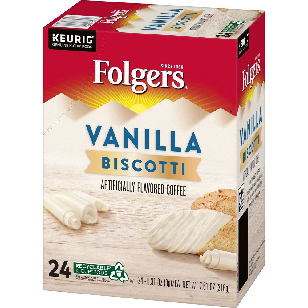 slide 4 of 8, Folgers Vanilla Biscotti Medium Roast Coffee Pods - 24ct, 24 ct