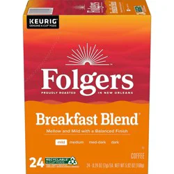 Folgers Breakfast Blend Mild Roast Coffee - Keurig K-Cup Pods - 24ct