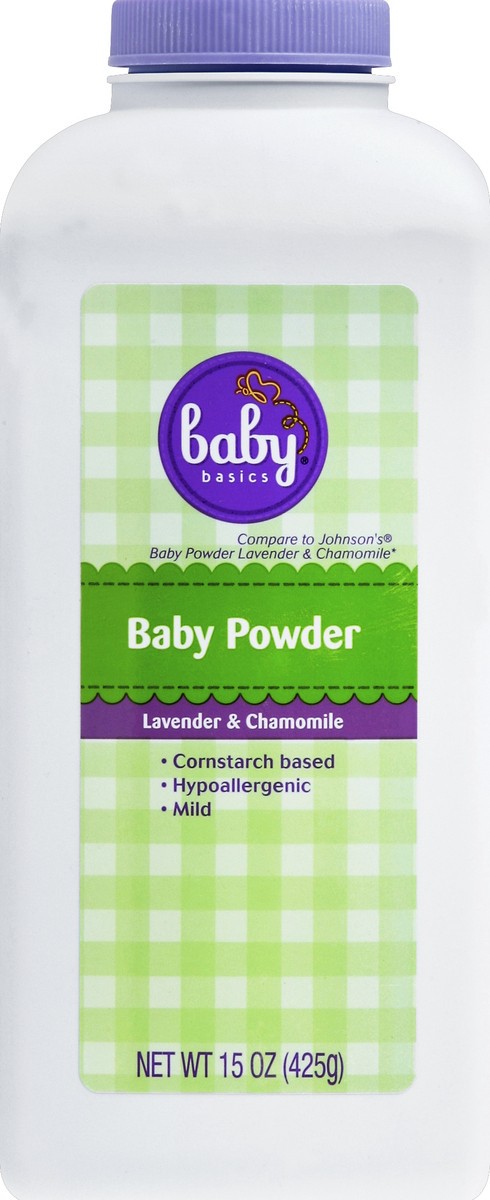 slide 1 of 7, Baby Basics Baby Powder Lav Cham, 15 oz