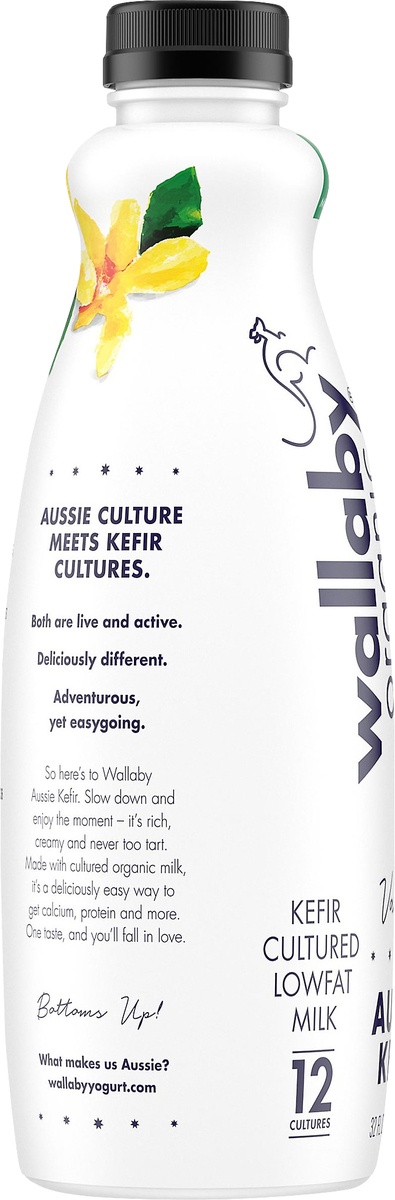 slide 5 of 8, Wallaby Organic Low Fat Kefir Vanilla Yogurt Drink, 32 oz