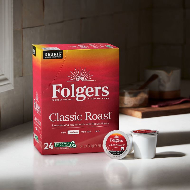 slide 2 of 5, Folgers Classic Medium Roast Coffee Pods - 24ct/6.77oz, 24 ct, 6.77 oz